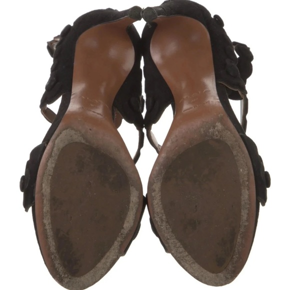 Alaïa Black Suede T-Strap Sandals Size 38 / US 8 – Womens Strappy Stiletto Heels - Picture 5 of 5